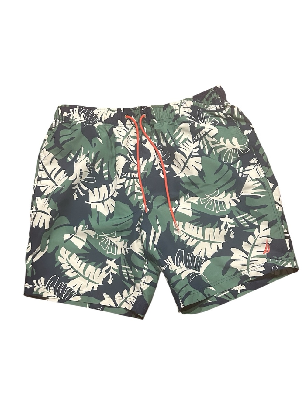 Nautica Sustainably Crafted Swim Trunks Men's Large Tropical Palm Leaf Mesh Line
